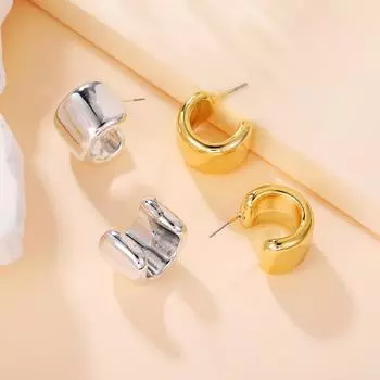 Серебряно-белые и золотисто-желтые серьги с пряжкой для женщин, носящих серьги. M