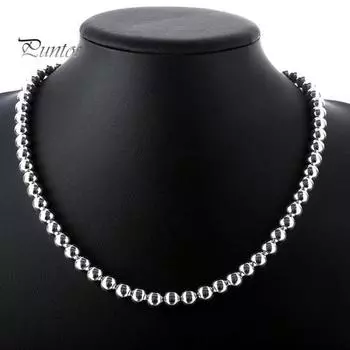 Серебряное 8-миллиметровое ожерелье из бисера и шариков, ручная работа, ожерелье из полых бусин из сплава для женщин и мужчин, повседневная одежда, подарки, свидания, вечеринки серебряный