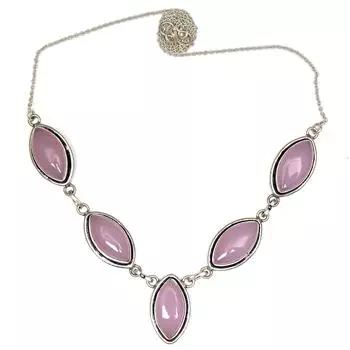 Серебряное антикварное ожерелье с розовым кварцевым драгоценным камнем на День матери 20 дюймов