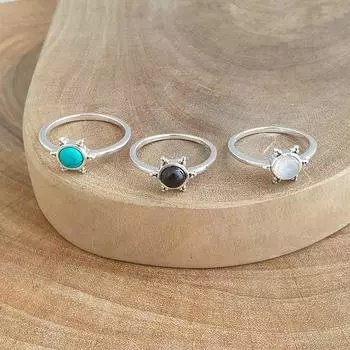 Серебряное бисерное бирюзовое серебряное кольцо Us 4 синий