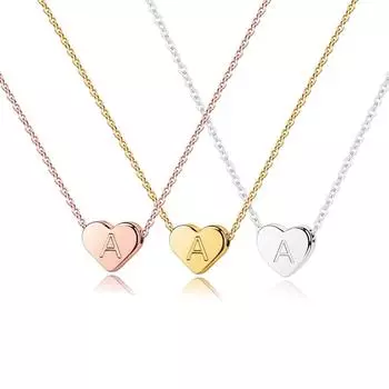 Серебряное Цветное Сердце Начальное Ожерелье Из Нержавеющей Стали Сердце Начальное Ожерелье для Женщин Девочек Детей A серебряный