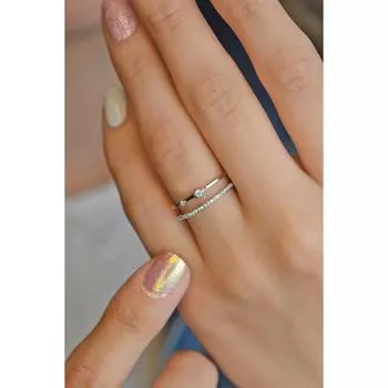 Серебряное двухрядное тонкое кольцо серебряного цвета