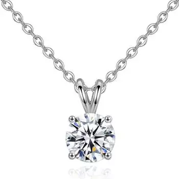 Серебряное геометрическое простое круглое колье с подвеской из циркона для женщин, ювелирные украшения для помолвки серебряный