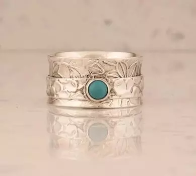 Серебряное кольцо 925 пробы, кольцо с бирюзой, кольцо-спиннер, эффектное кольцо, кольцо-спиннер, кольцо для большого пальца, кольцо для мужчин и женщин, подарок на Рождество и день Святого Валентина 6