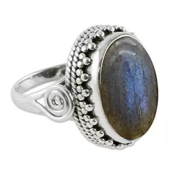 Серебряное кольцо 925 пробы, кольцо с лабрадором, дизайнерское кольцо, подарок для нее, кольцо в стиле бохо, кольцо для вечеринки, массивные украшения 6