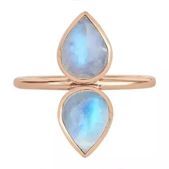 Серебряное кольцо 925 пробы, Радужный лунный камень, груша, драгоценный камень, розовое золото, дизайнерское кольцо ручной работы, составное кольцо, подарок для нее, кольцо с камнем 6