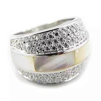 Серебряное кольцо Богиня белое серебро - 16 мм