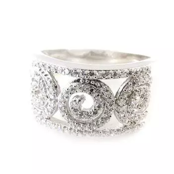 Серебряное кольцо Богиня белое серебро (родий) - 11 мм