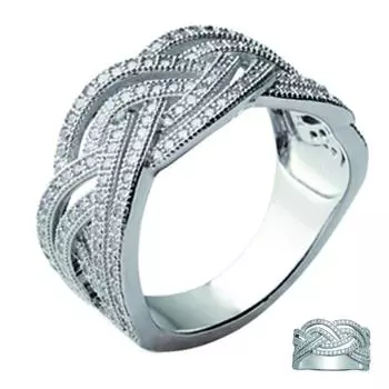 Серебряное кольцо Богиня белое серебро (родий) - 11 мм