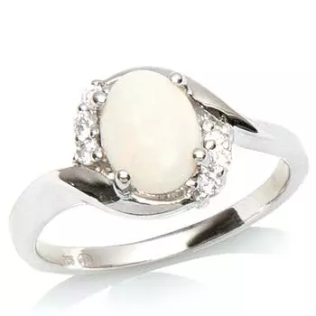 Серебряное кольцо Богиня Опала Белое серебро (родий) - 10 мм