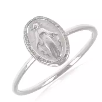 Серебряное кольцо Богородица серебро (родий) - 10х7 мм