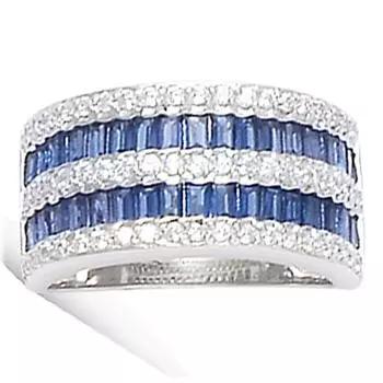 Серебряное кольцо Celestina синий сапфир белое серебро (родий) - 10 мм