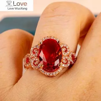 Серебряное кольцо Cellacity с большим овальным рубином, серебряные ювелирные изделия для женщин, помолвка, оптовая продажа, размер 6-10 6 красный