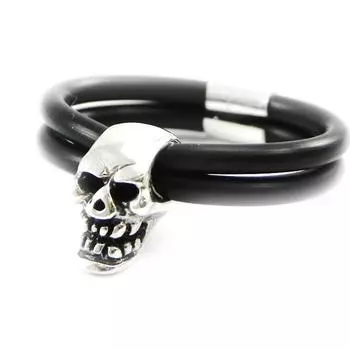 Серебряное кольцо Череп силикон