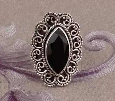 Серебряное кольцо для медитации с черным ониксом и драгоценным камнем - кольцо из стерлингового серебра 925 пробы - серебряное кольцо в подарок для женщин - около 6,5 г 5