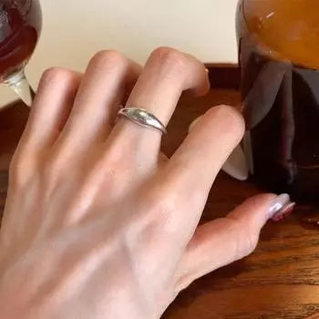 Серебряное кольцо для женщин и девушек, ювелирные изделия, геометрия, выдолбленный дизайн, перекрывающий друг друга, модный нишевый дизайн в минималистском стиле