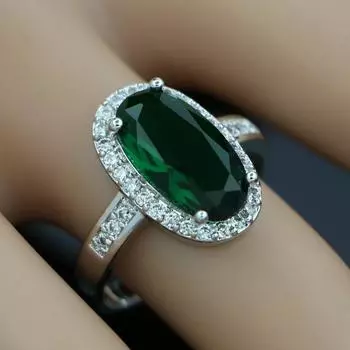 Серебряное кольцо для женщин, свадебные аксессуары, натуральный зеленый кубический цирконий, бесплатная шкатулка для драгоценностей 6 синий