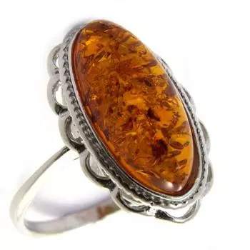 Серебряное кольцо Inspiration с янтарем (родием)