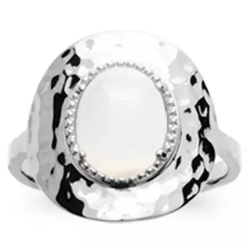 Серебряное кольцо Клеопатра серебряный лунный камень (родий) - 18х17 мм