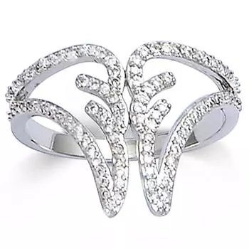 Серебряное кольцо Les Ailes d Ange серебристо-белое (родиевое покрытие) - 13 мм