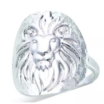 Серебряное кольцо Лев серебро (родий) - 20x18мм