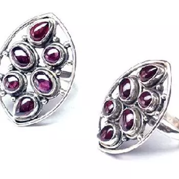 Серебряное кольцо Небеса Гранат