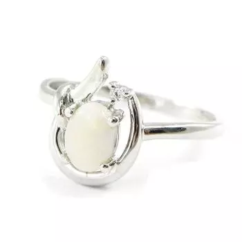 Серебряное кольцо Опаловая богиня Серебристо-белое (родиевое покрытие) - 13х9 мм