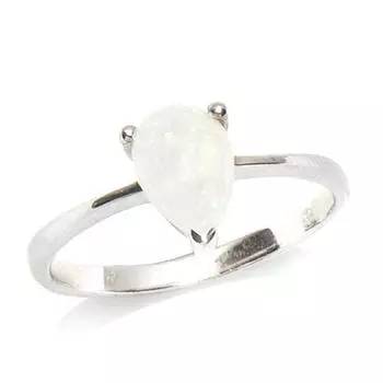 Серебряное кольцо Опаловая богиня Серебристо-белое (родиевое покрытие) - 6х8 мм