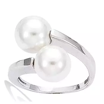 Серебряное кольцо Perla серебро слоновая кость белое (родий) - 17х10 мм