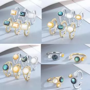 Серебряное кольцо прямоугольной формы, желто-белая ракушка, обручальное кольцо, подарок на свадьбу, регулируемые винтажные украшения