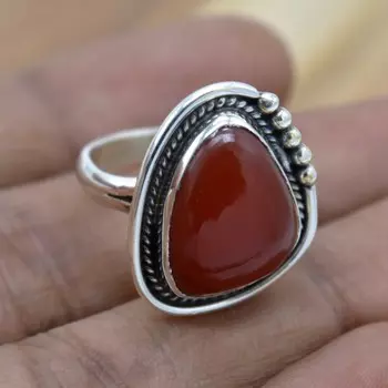Серебряное кольцо Red Onyx Gemstone 925, уникальные ювелирные изделия ручной работы из серебра с натуральным драгоценным камнем, подарок на День Святого Валентина для нее 4 красный
