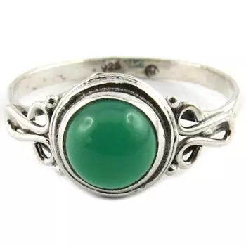 Серебряное кольцо ручной работы Heaven серебристо-зеленое - 10 мм