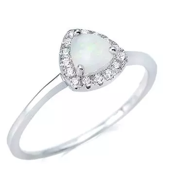 Серебряное кольцо ручной работы Опал богини Белое серебро (родий) - 8x8мм