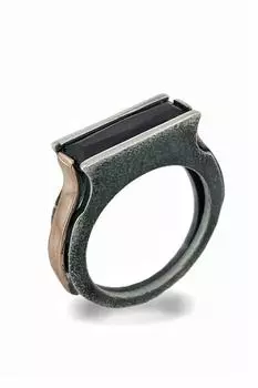 Серебряное кольцо ручной работы с багетом и аметистом 925 пробы специального дизайна