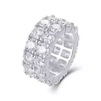 Серебряное кольцо S925, 50 точек муассанита, цельное с большим замкнутым кольцом Beauty 5