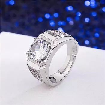 Серебряное кольцо S925, модное и популярное мужское кольцо с большим бриллиантом, регулирующее открытие кольца, бриллиантовые аксессуары one size