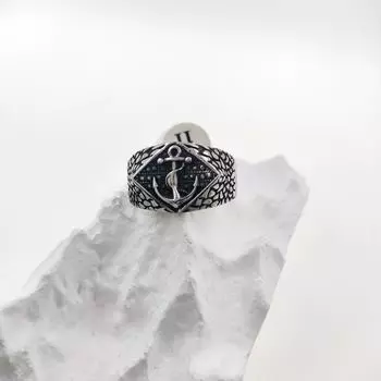 Серебряное кольцо S925, модное инновационное кольцо с якорем пиратского корабля, ретро-модное мужское кольцо с якорем 6