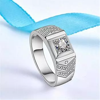 Серебряное кольцо S925, мужское властное парное кольцо, открытое парное кольцо, белое медное платиновое групповое кольцо с инкрустацией в виде бриллианта, мужское обручальное кольцо one size