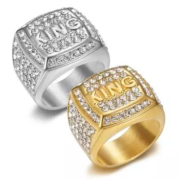 Серебряное кольцо S925 новое хип-хоп кольцо бриллиантовое кольцо KING king 7