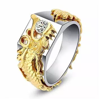 Серебряное кольцо S925, новое модное кольцо с драконом, властное мужское кольцо, золотое разделение цветов, кольцо с бриллиантом 925 пробы