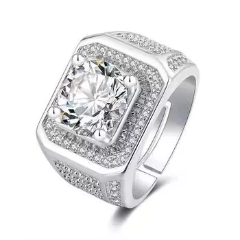 Серебряное кольцо S925, новое модное кольцо, группа колец, властное открытое мужское кольцо с бриллиантами, полное микрокольцо с бриллиантами one size