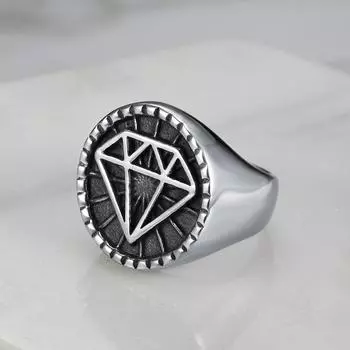 Серебряное кольцо S925, персонализированное модное панк-ретро 3D-кольцо с логотипом в форме сердца и бриллиантами, мужское кольцо с бриллиантами 7