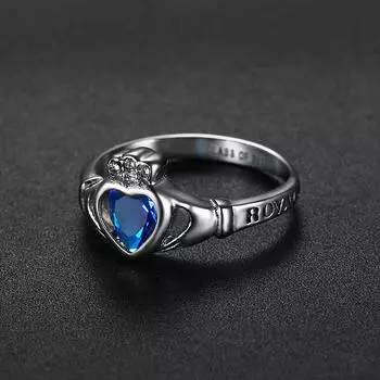 Серебряное кольцо S925, персонализированное ретро-кольцо для студента с драгоценным камнем в форме сердца, серия Claddagh, студенческое кольцо 5