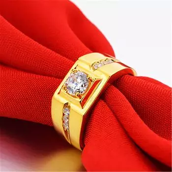 Серебряное кольцо S925 позолоченное позолоченное кольцо мужское властное большое кольцо платиновое позолоченное кольцо с имитацией бриллианта мужское кольцо позолоченные ювелирные изделия one size