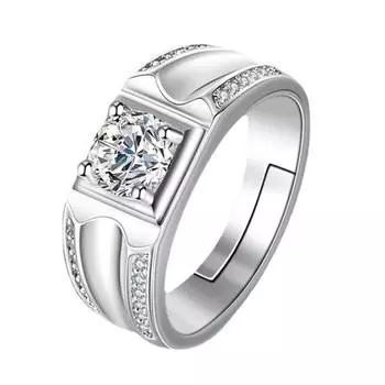 Серебряное кольцо S925 пробы, живое кольцо, новое двухрядное микрокольцо для мужчин, доминирующее кольцо, модное имитация бриллианта, большое мужское кольцо one size