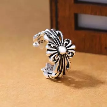 Серебряное кольцо S925 ретро крестоносцы цветок тайское серебряное кольцо открытое мужское и женское доминирующее кольцо one size