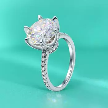 Серебряное кольцо S925 с бриллиантами из муассанита, кольцо с шестью когтями, женское открытое кольцо из стерлингового серебра S925 6