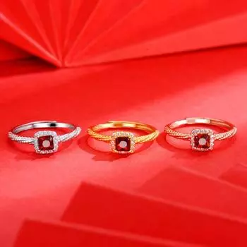Серебряное кольцо S925 с драгоценными камнями, маленьким кубиком сахара, нишевое ювелирное изделие, модное женское легкое роскошное модное кольцо с гранатом, подарок Opening adjustable золотой