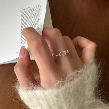 Серебряное кольцо S925 с кольцом и кольцом, женская линия, простое кольцо, ручные украшения Opening is adjustable серебряный