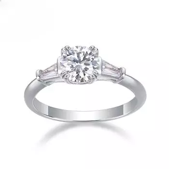 Серебряное кольцо S925 с муассанитом, закрытое кольцо US size 5 #